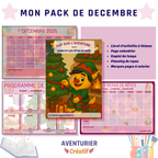 Découverte du pack de novembre sur le thème du moyen age avec le livret avec rony au temps des chevaliers , une page de calendrier de novembre 2025, un emploi du temps et un planning de repas en orange. 