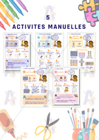 5 pages pour 5 activités manuelles, explications avec liste de matériel, feutres, crayons, colle, ciseaux. Consignes activités créatives pour enfants. Créer et s'amuser avec Rony. Jeux, puzzle, coloriage et créations. 