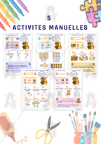 5 activités manuelles expliquer sur le thème de la savane avec création appareil photo, plateau de jeu safari, création diorama de la savane, puzzle avec espèce végétale et coloriage. 